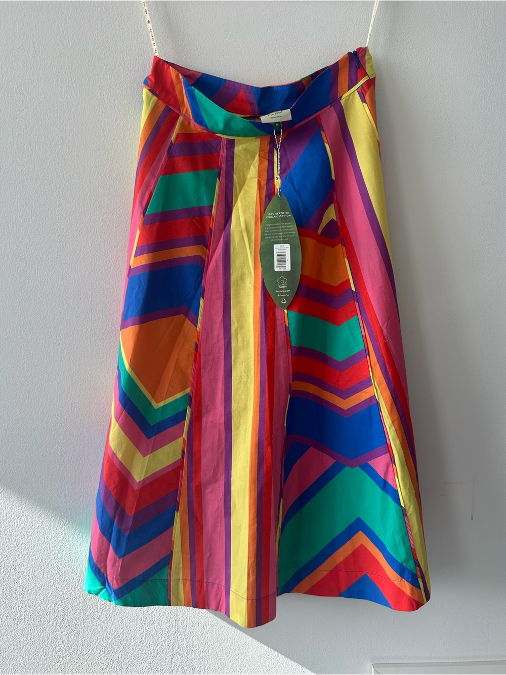 FARM Rio Bold Chevron Midi Skirt in Rainbow Stripes